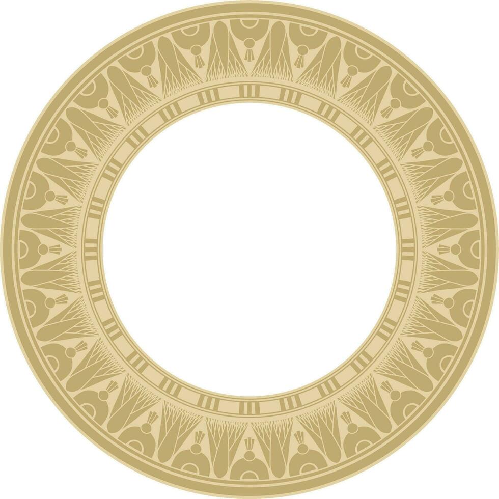 Vector golden round Egyptian ornament. Endless Circle, Ring of Ancient Egypt. Geometric African frame