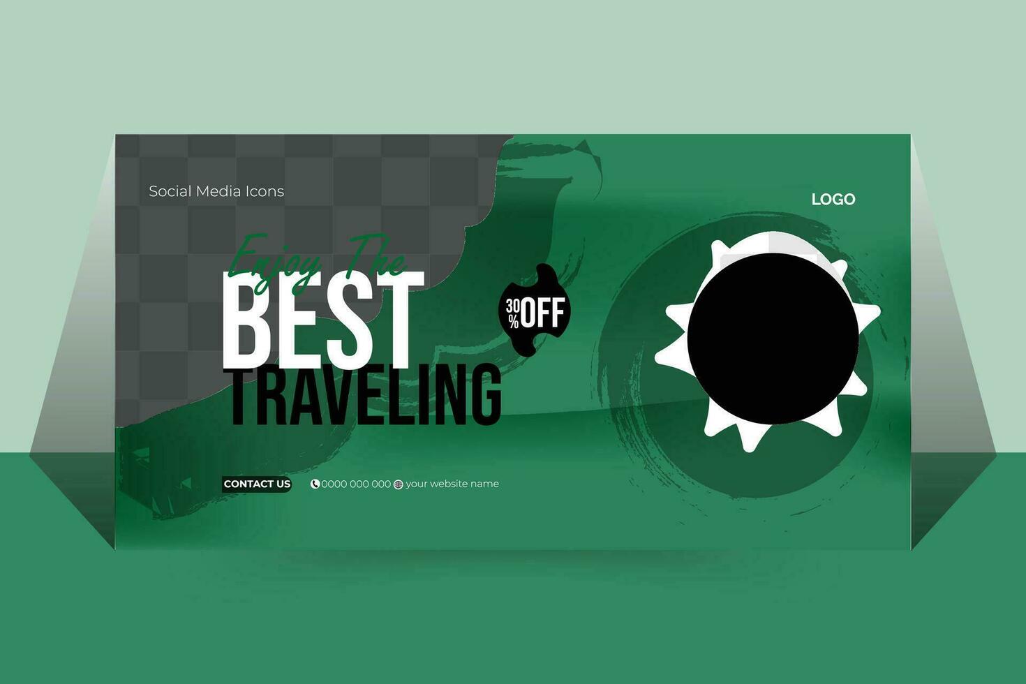 travel or tourism social media cover page design template vector