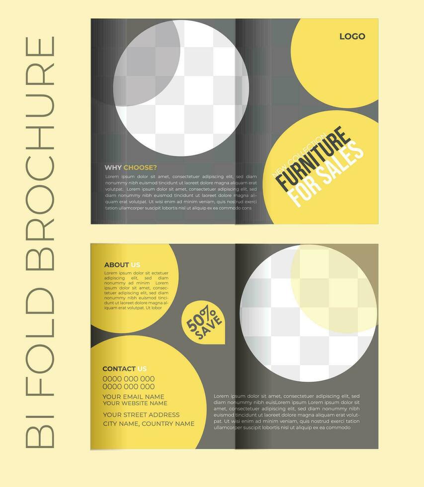 Furniture sale brochure design template, vector