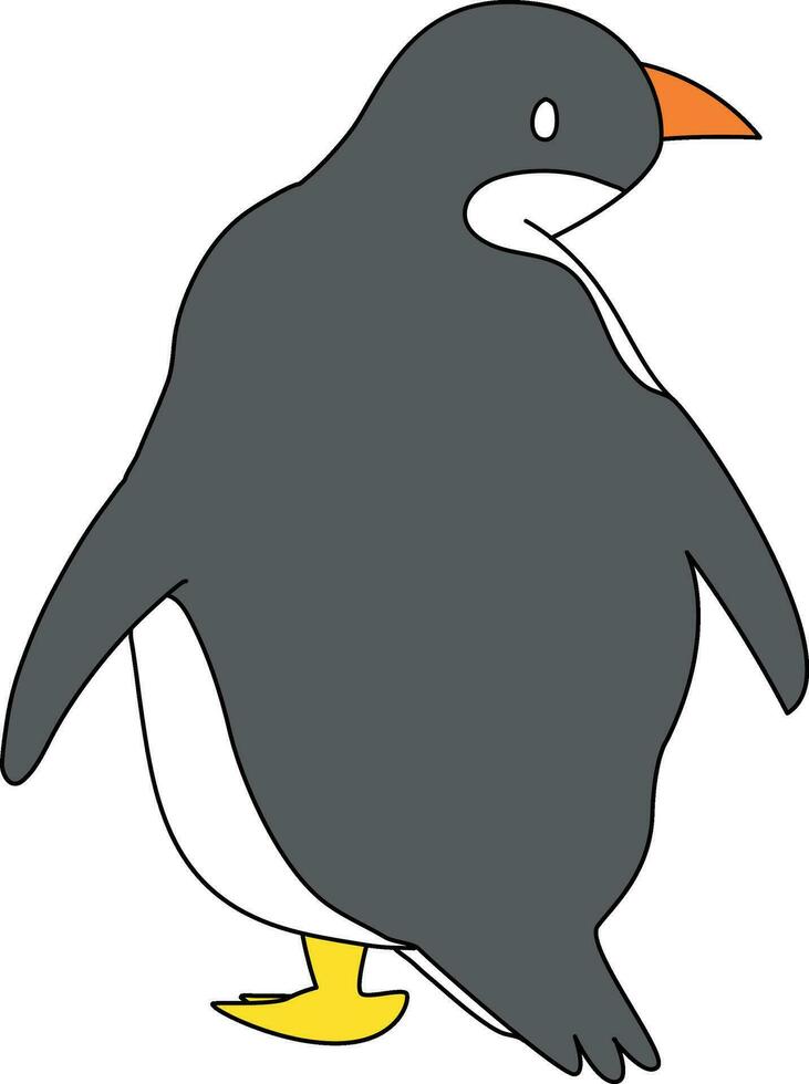 linda dibujos animados pingüino con sencillo líneas, el pingüino de pie, correr, saltando, corredizo, y sorprendentes varios posa el dibujos animados pingüino en el glacial mundo alegre. vector