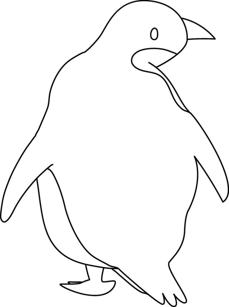 Cute cartoon penguin with doodle simple lines, the penguin standing, running, jumping, sliding, and striking various poses. The cartoon penguin in the icy world joyful. vector