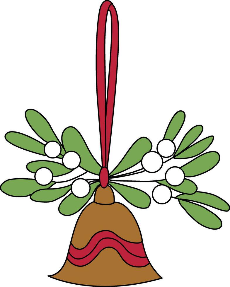 Mistletoe is drawn with simple lines, Beautiful mistletoe green leaves. decorate cards for Christmas New Year.consisting of mistletoe leaves and white berries. vector