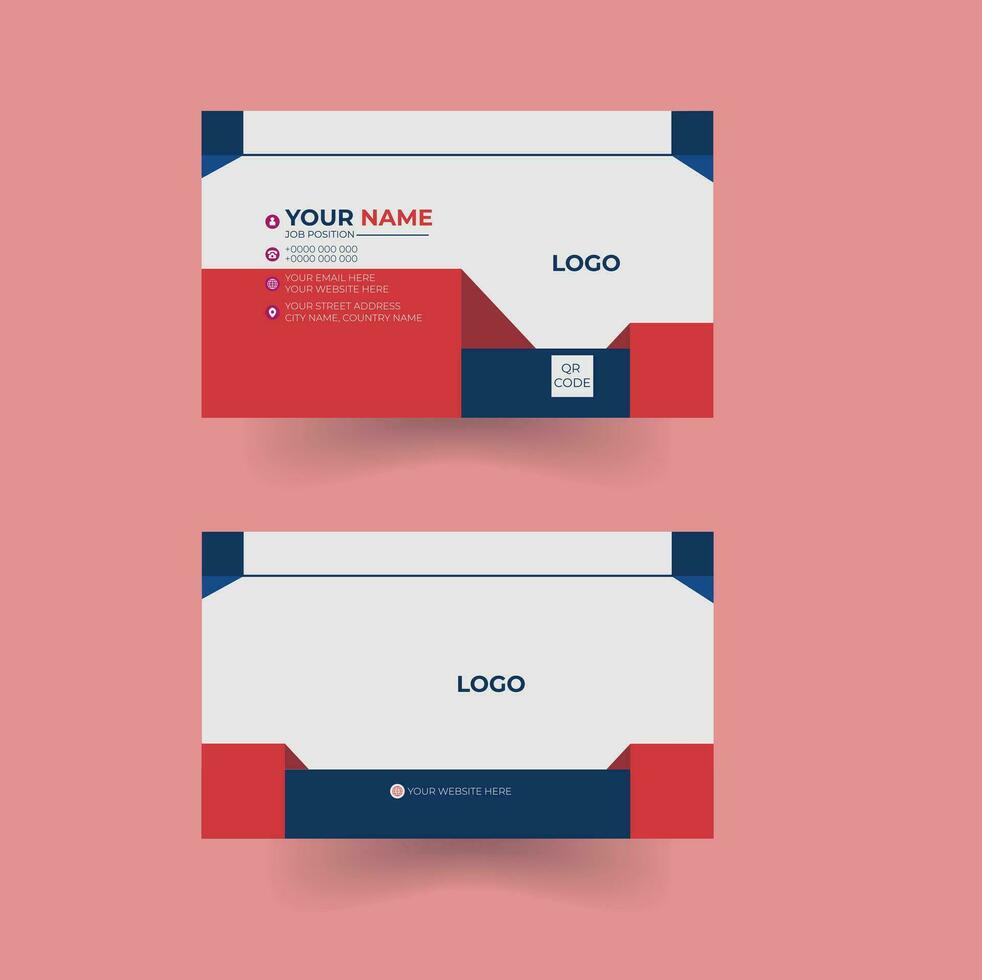 Vector abstract creative business card template with red color