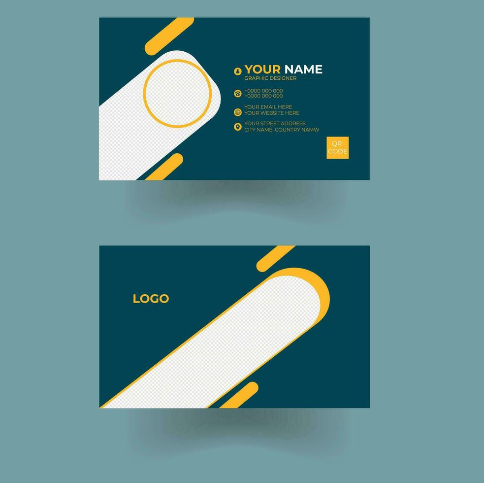 Creative and Clean Business Card Template with photos vector