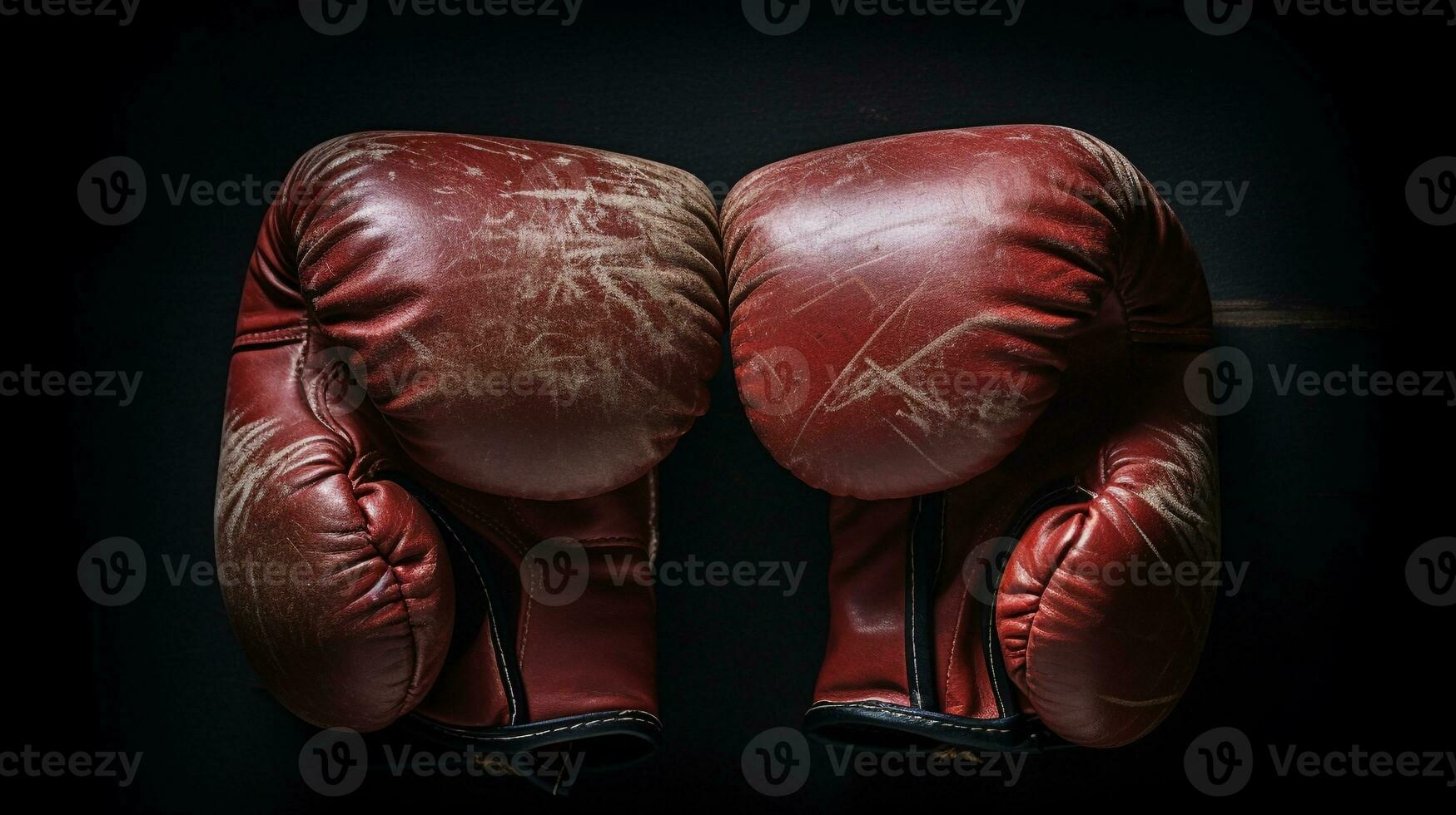 AI generated photograph a close-up of a pair of boxing gloves. Generative AI photo