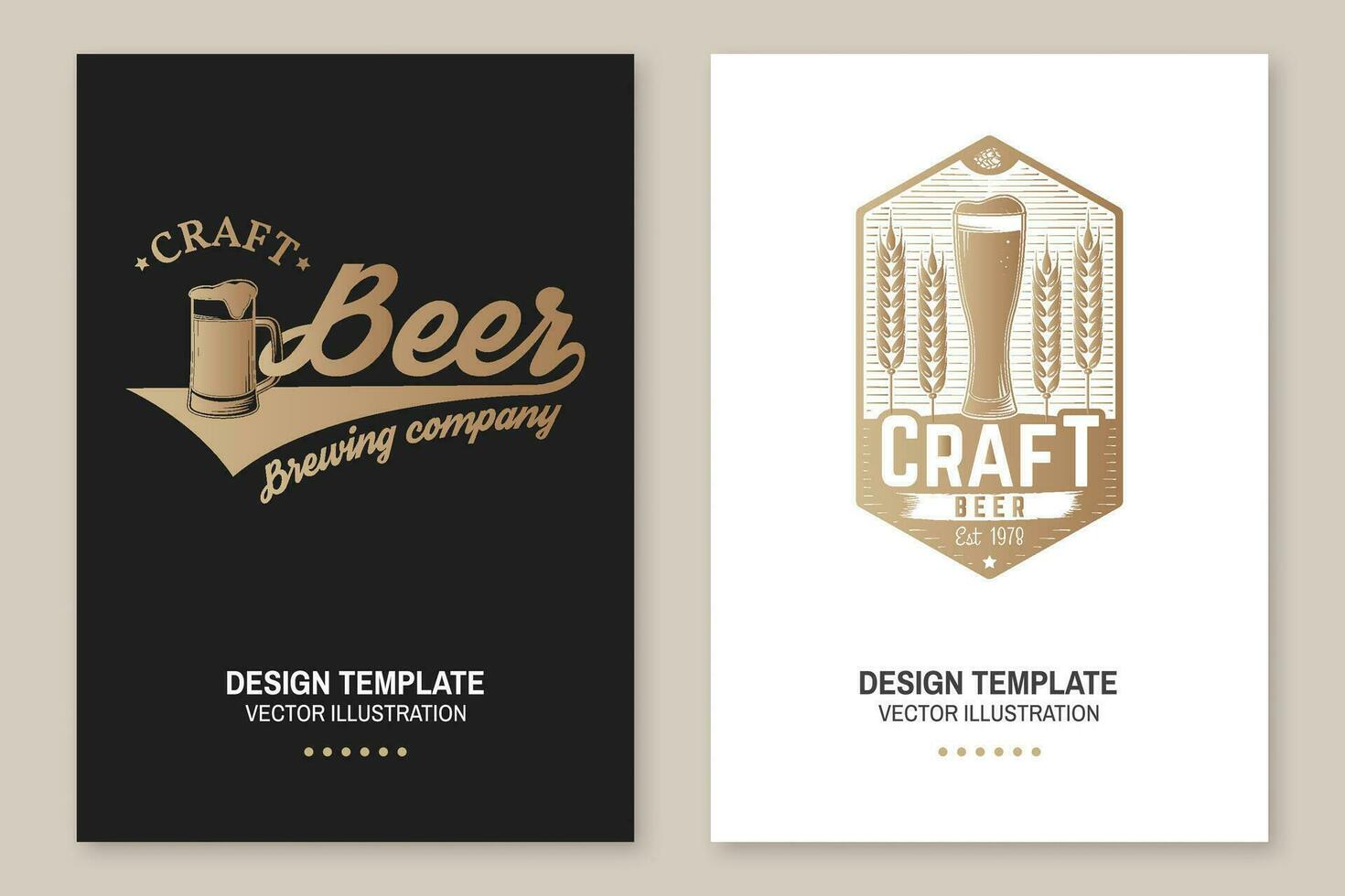 Craft Beer poster, flyer, template, card. Vector. Vintage design for bar, pub and restaurant business. Coaster for beer. vector