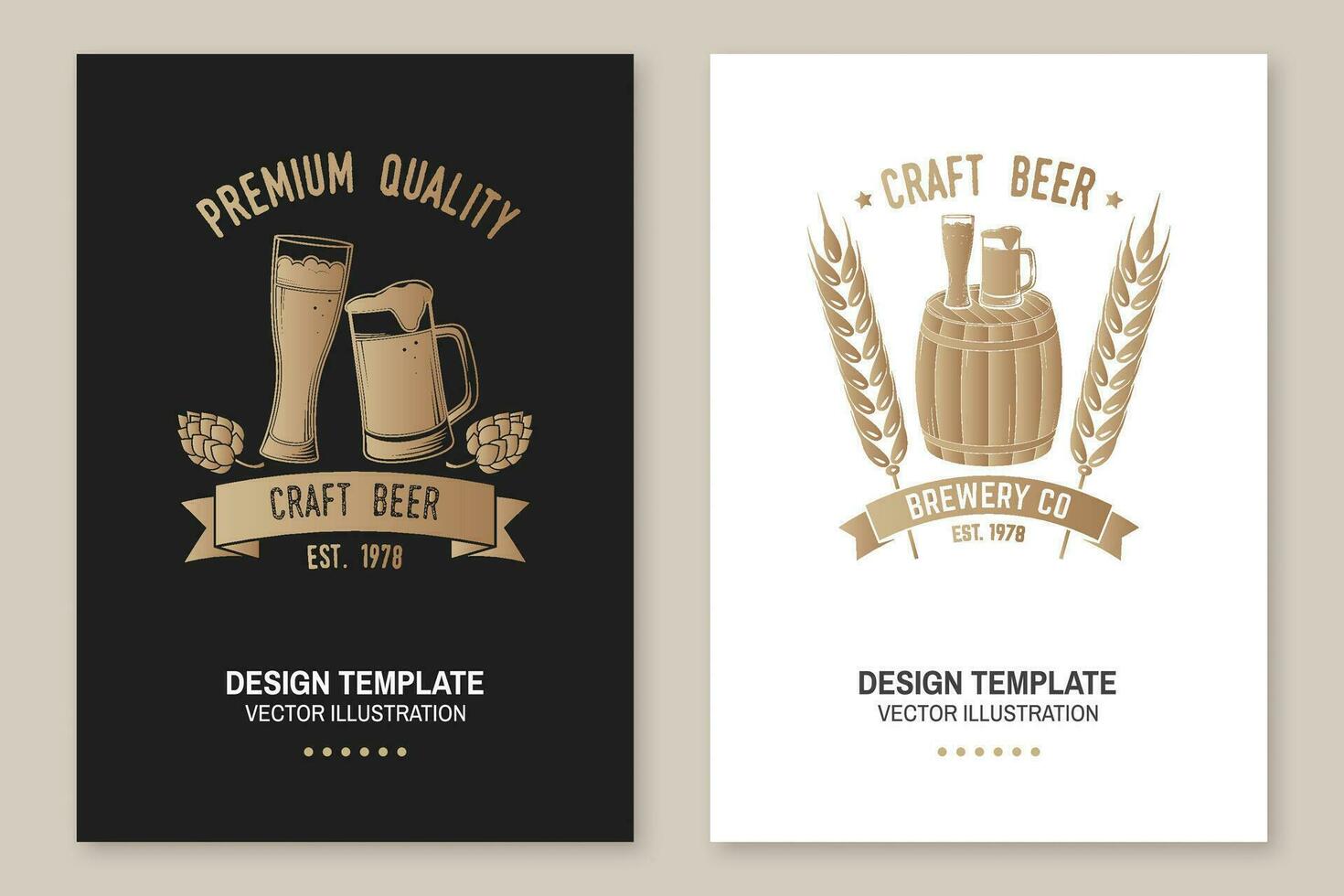 Craft Beer poster, flyer, template, card. Vector. Vintage design for bar, pub and restaurant business. Coaster for beer. vector