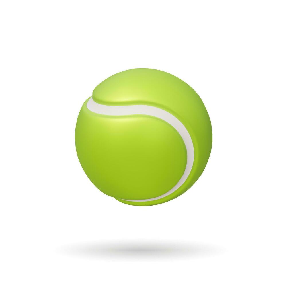 3d realistic green tennis ball Isolated. Tennis Ball Design Template for Sports Concept, Competition, Advertisement. Front View. Vector Illustration