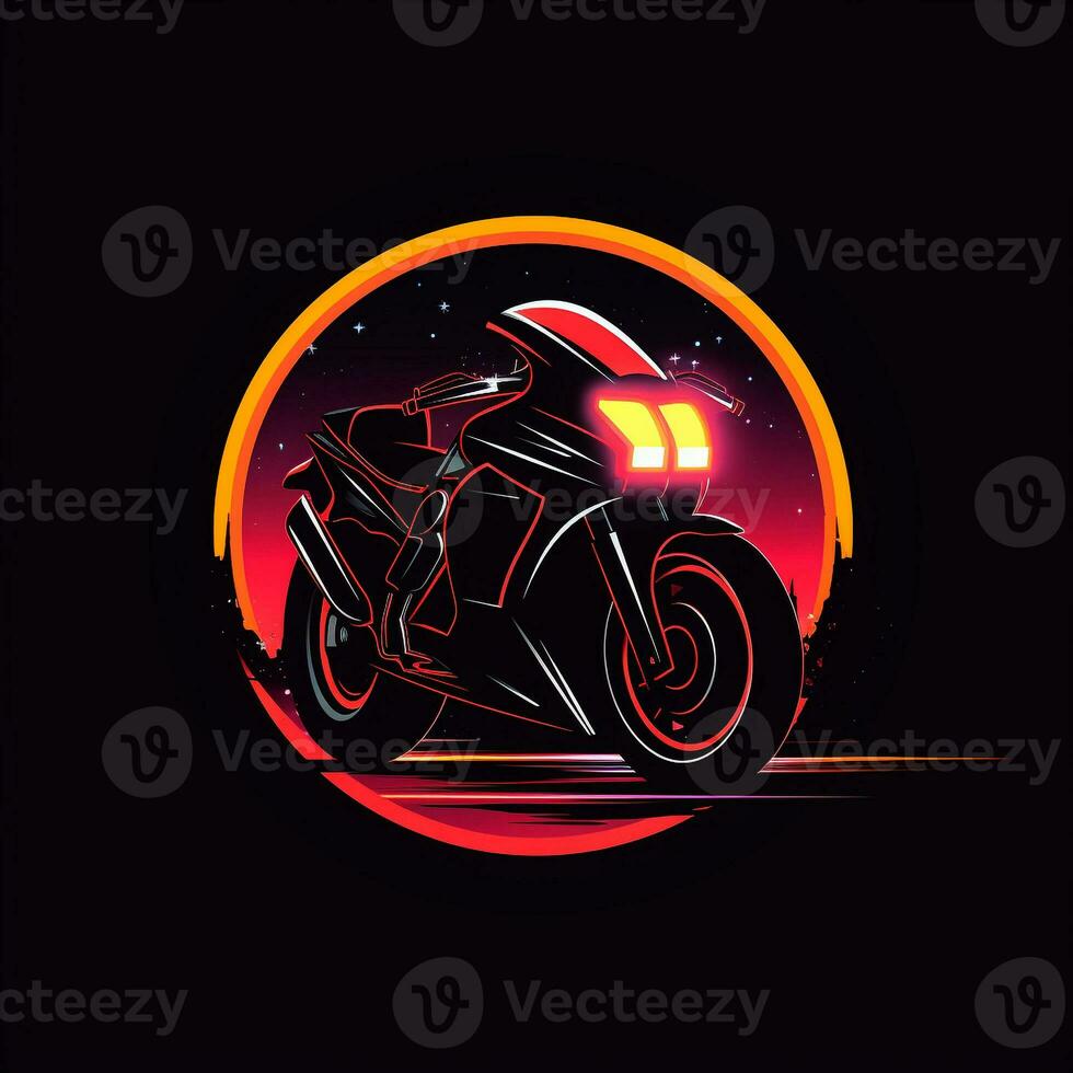 AI generated a futuristic logo of a motorcycle. Generative AI photo