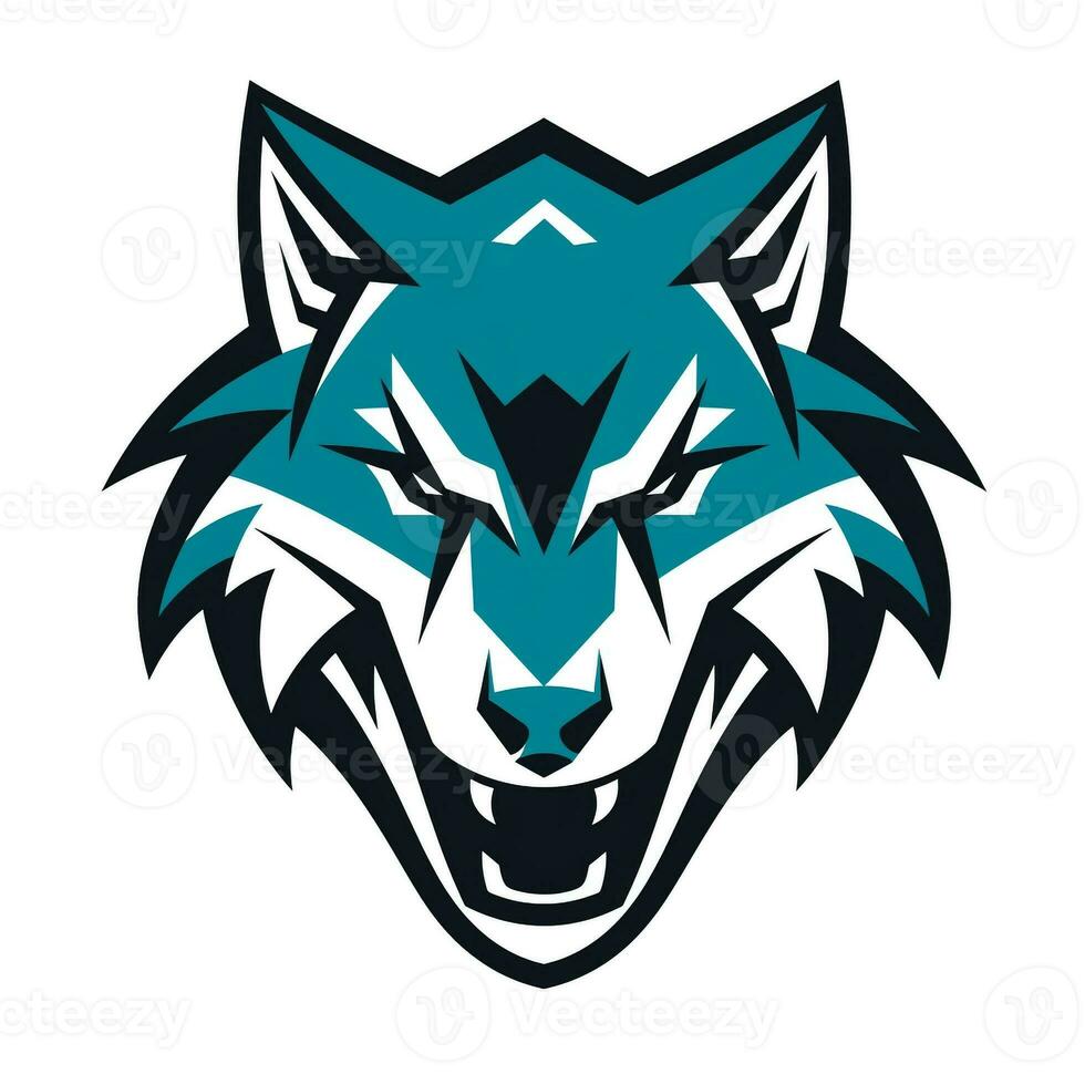 AI generated a comic wolf head logo. Generative AI photo