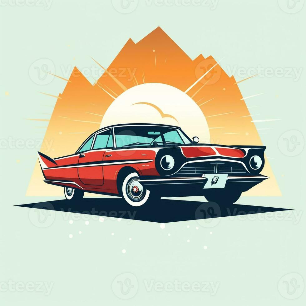 AI generated a retro logo of a car. Generative AI photo