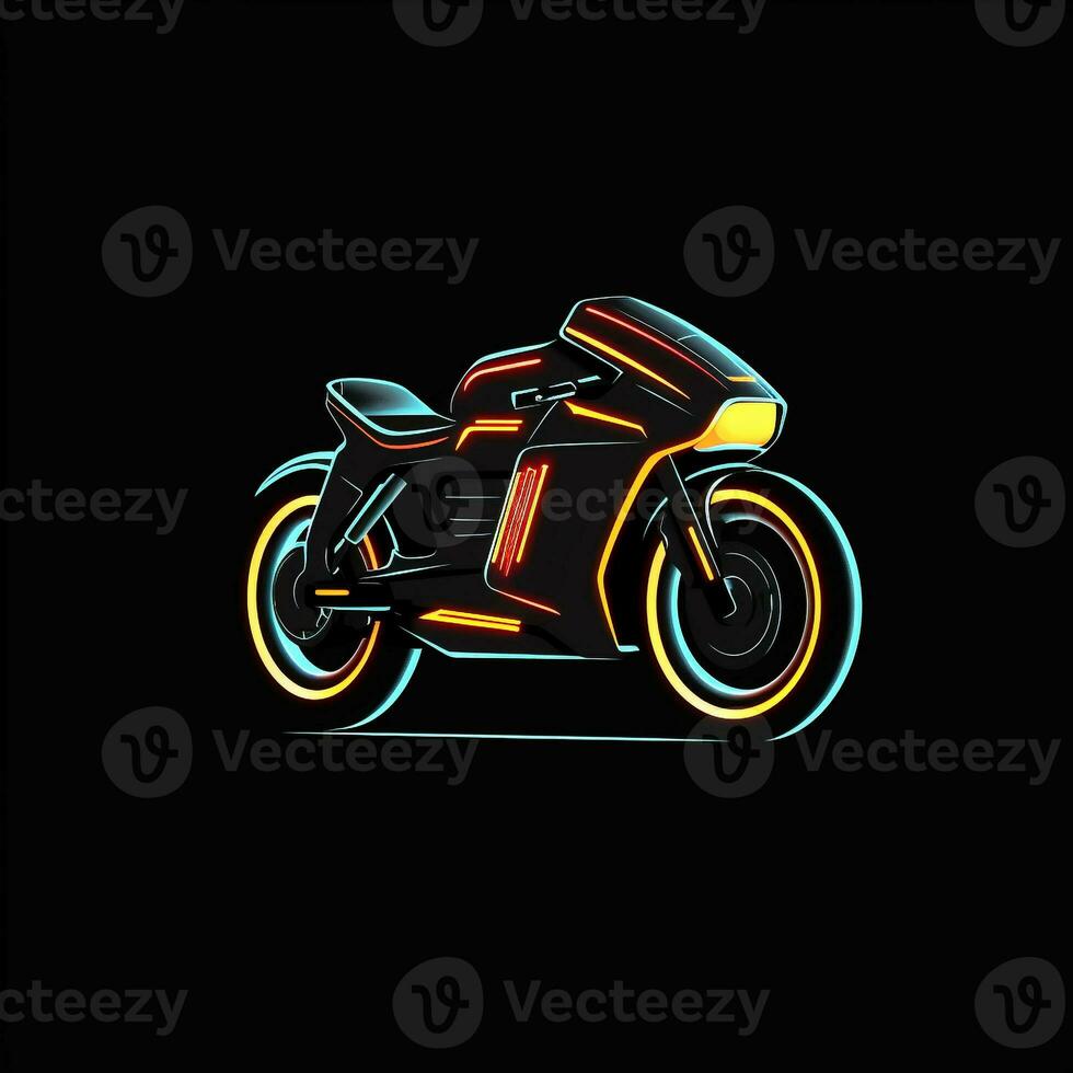 AI generated a futuristic logo of a motorcycle. Generative AI photo