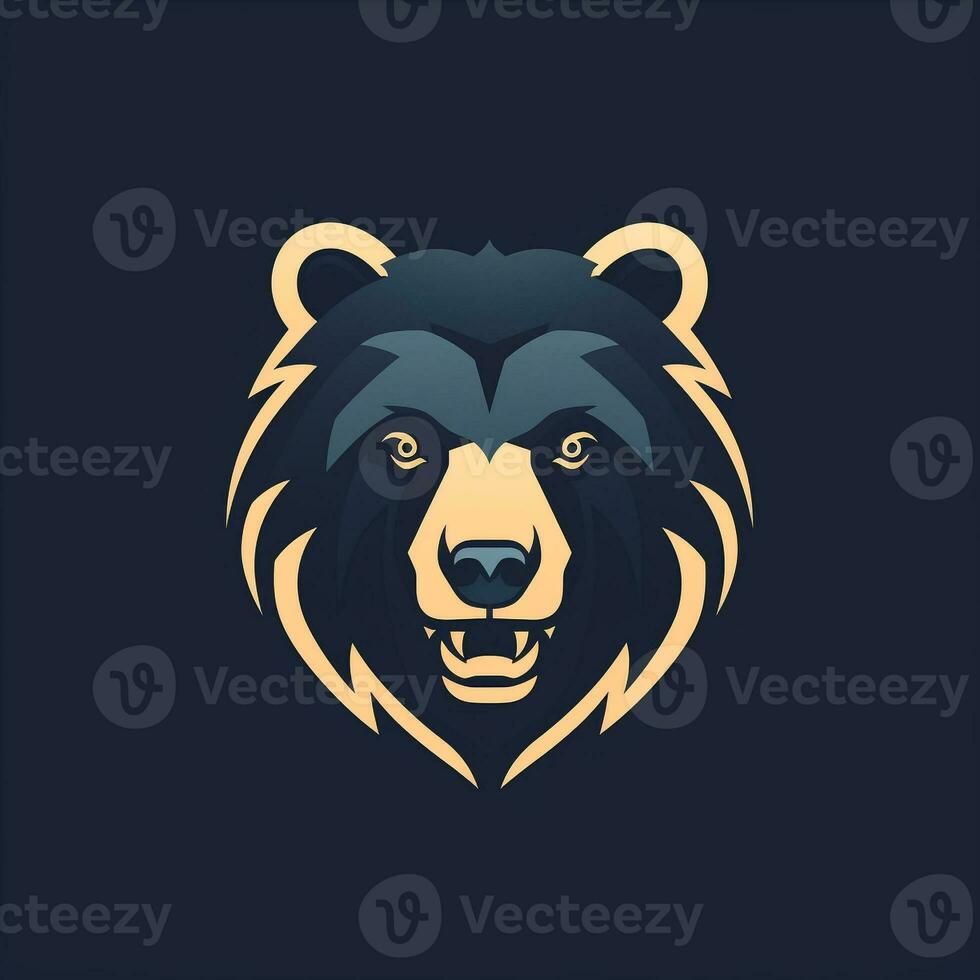 AI generated a flat vector logo of a bear head. Generative AI photo