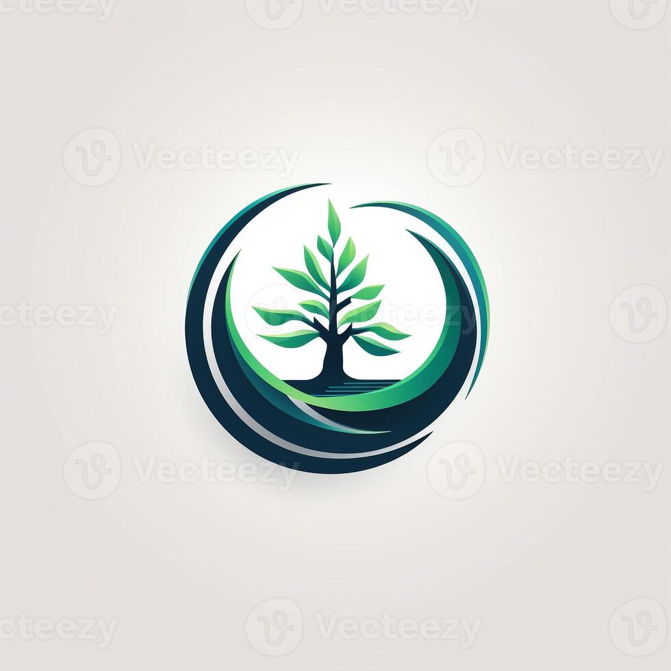 ai generado un futurista logo de un árbol. generativo ai foto