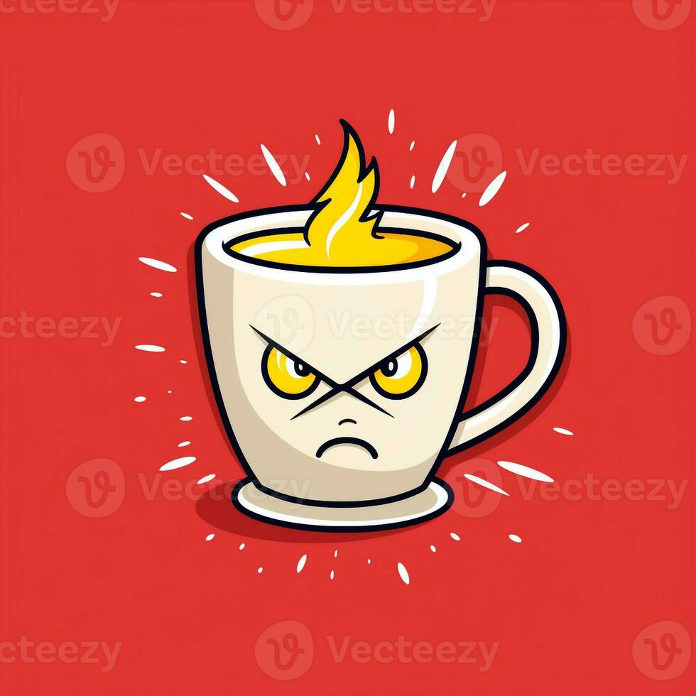 AI generated a comic coffeecup logo. Generative AI photo