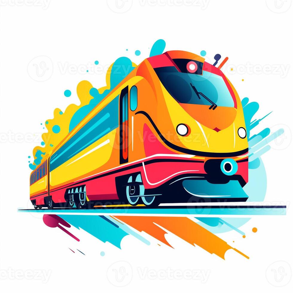 AI generated a vibrant logo of a train. Generative AI photo