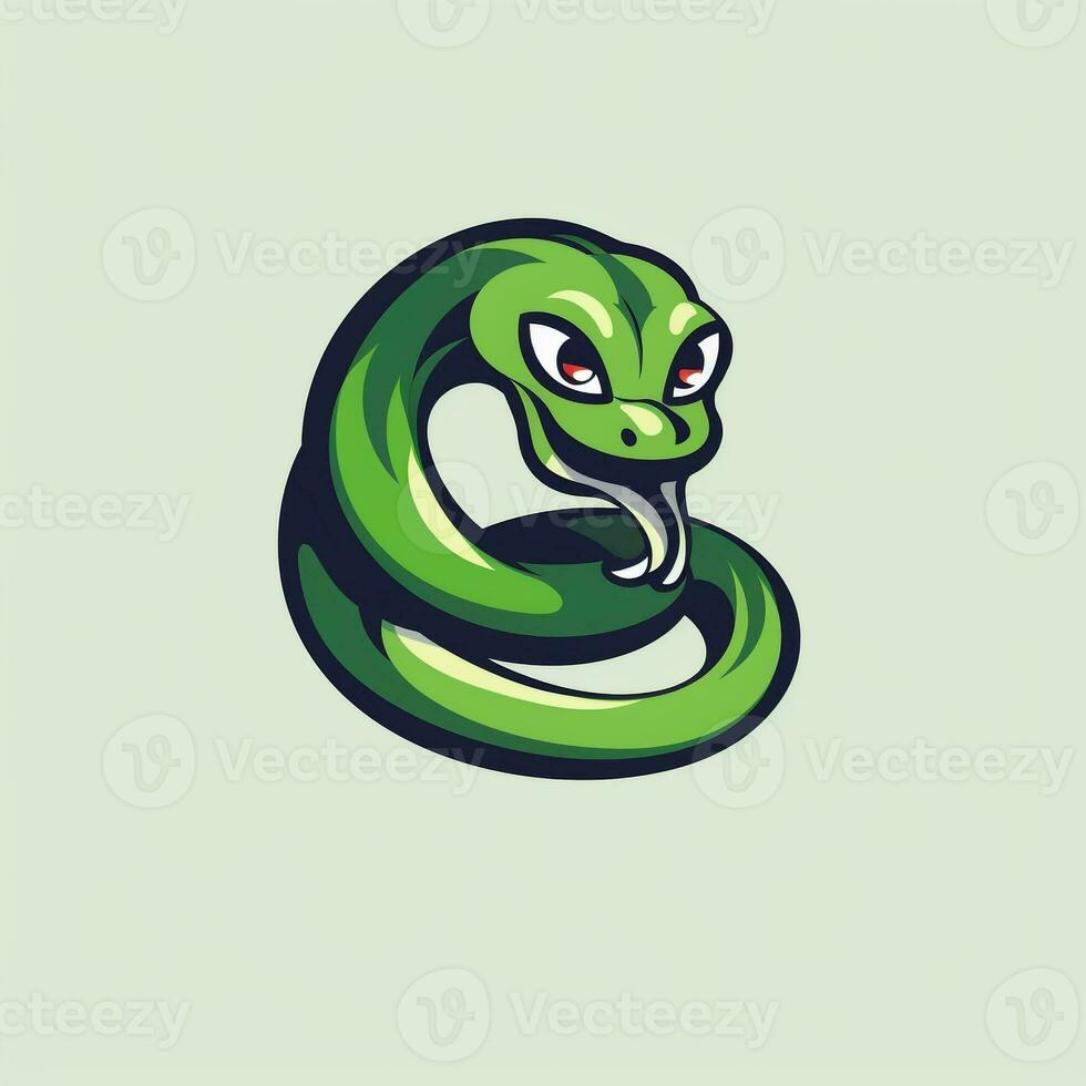 AI generated cartoon logo of a snake. Generative AI photo