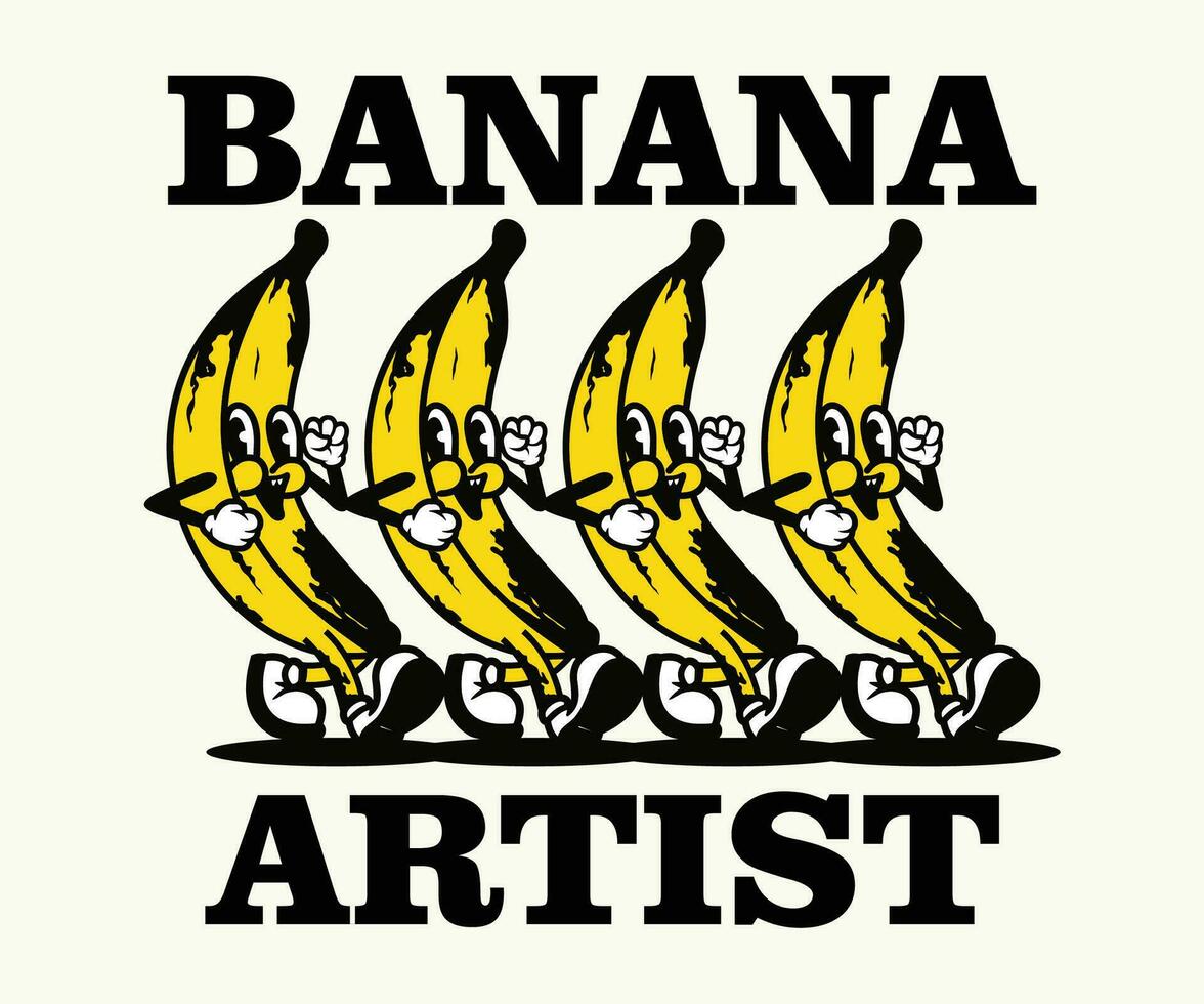 Vintage illustration Retro Poster cartoon character of banana Graphic Design for T shirt Street Wear and Urban Style vector