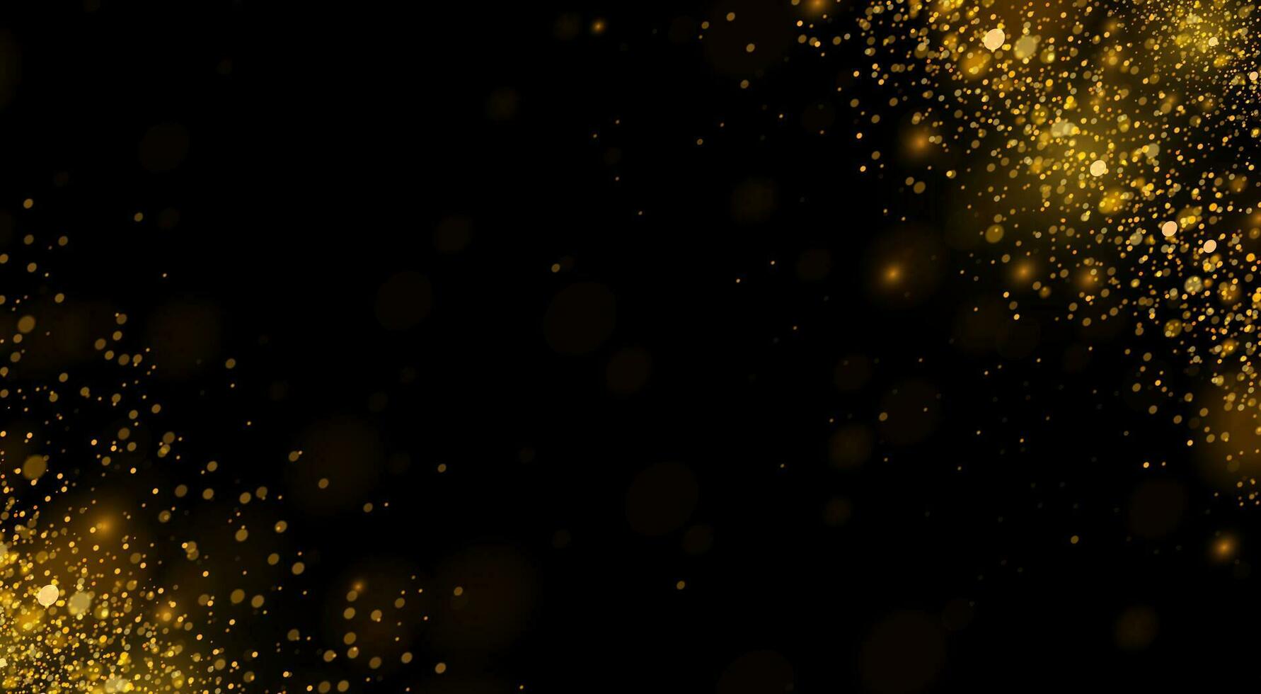 Gold golden background with glow magical dust glitters vector