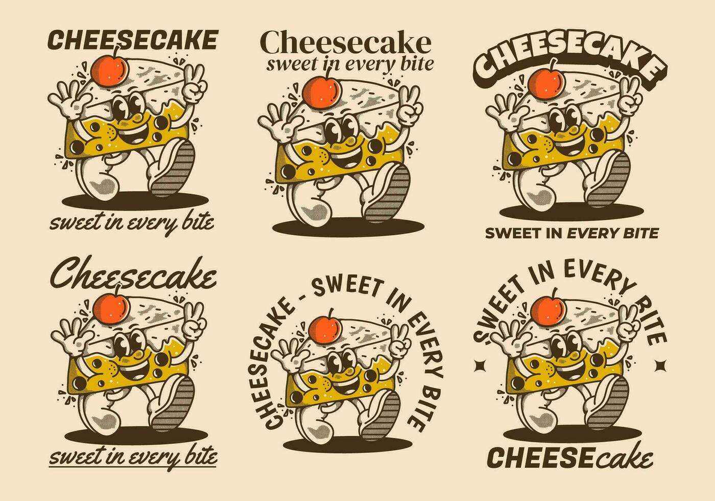 Cheesecake, sweet in every bite. Mascot character illustration of walking cheesecake vector