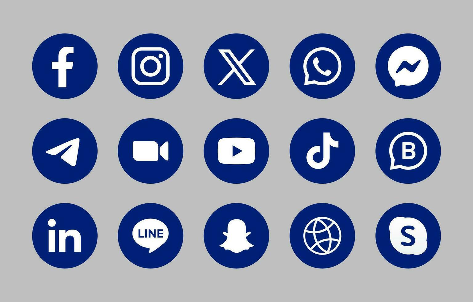 Social media vector icons symbols set with Blue color.Print