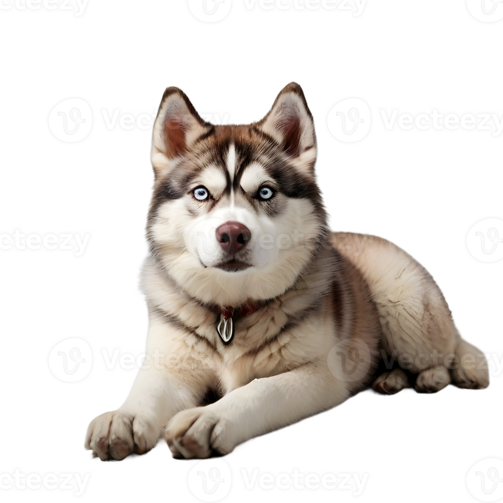 AI generated siberian husky dog sitting on the floor png