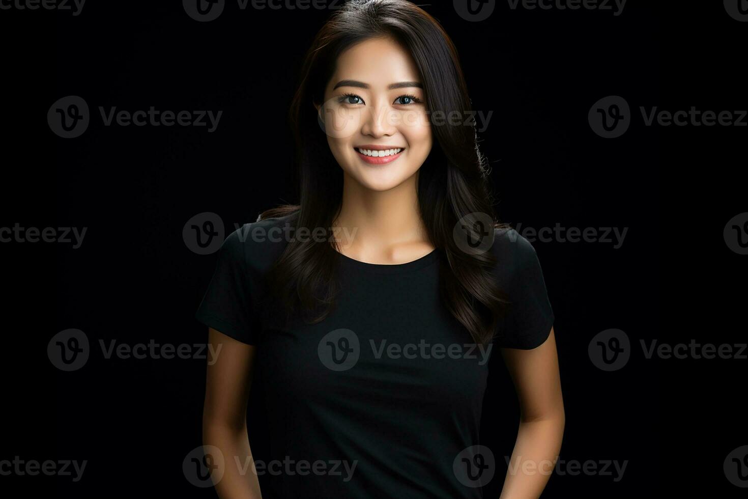 AI generated Portrait of an Asian beautiful young woman on isolated background generative AI photo