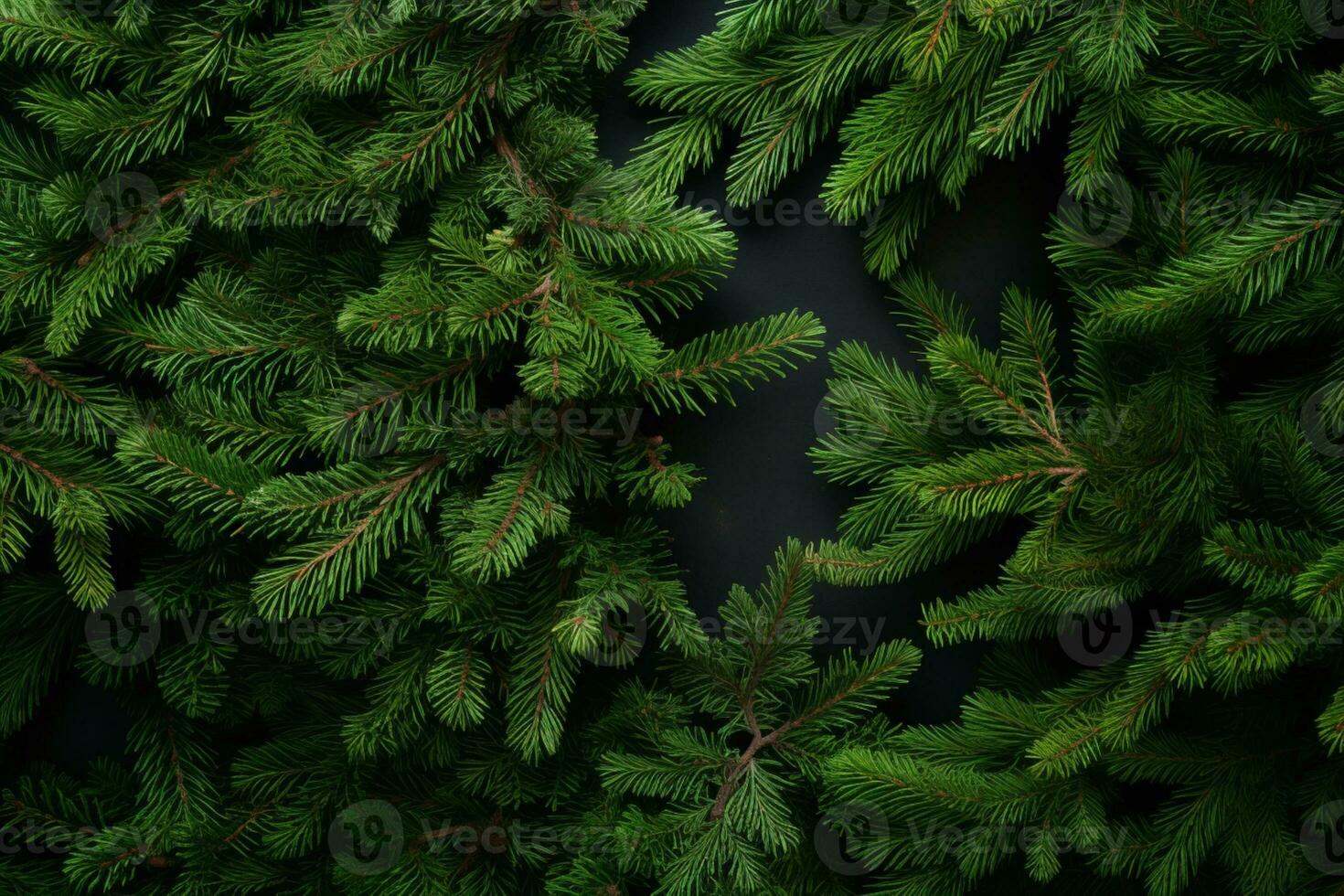 AI generated christmas tree branches natural wallpaper natural backdrop for your design flat lay copy space photo