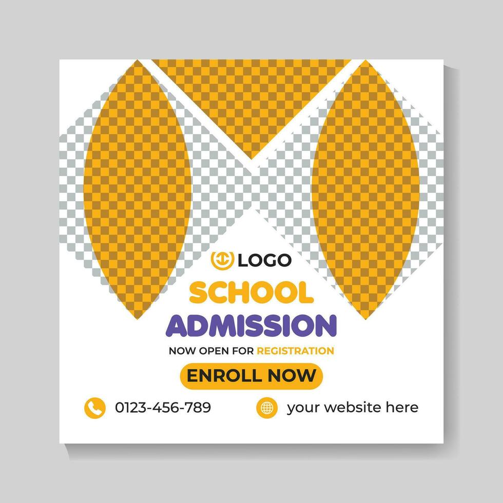 School admission education social media post design web banner template vector