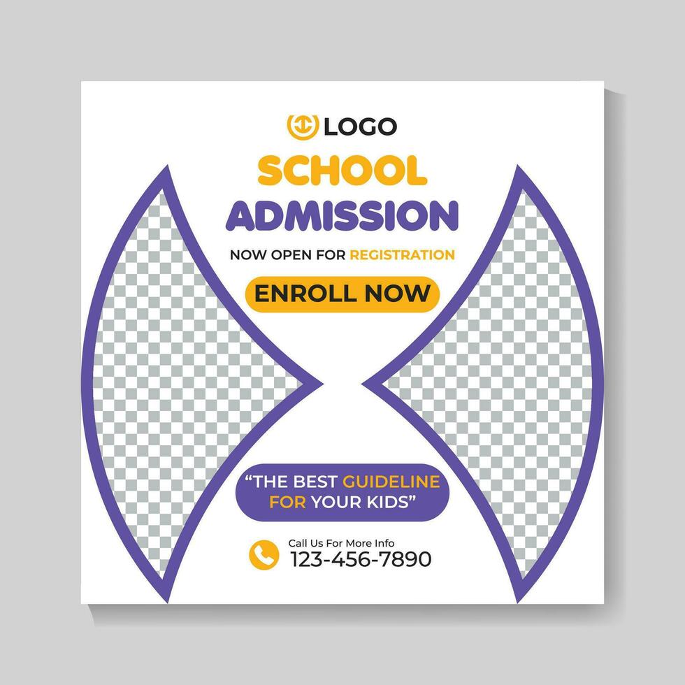 School admission education social media post design web banner template vector