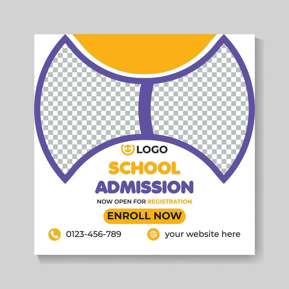 School admission education social media post design web banner template vector