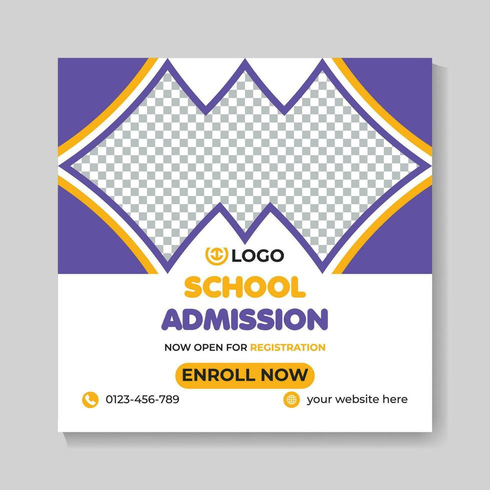 School admission education social media post design web banner template vector