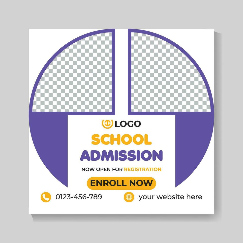 School admission education social media post design web banner template vector