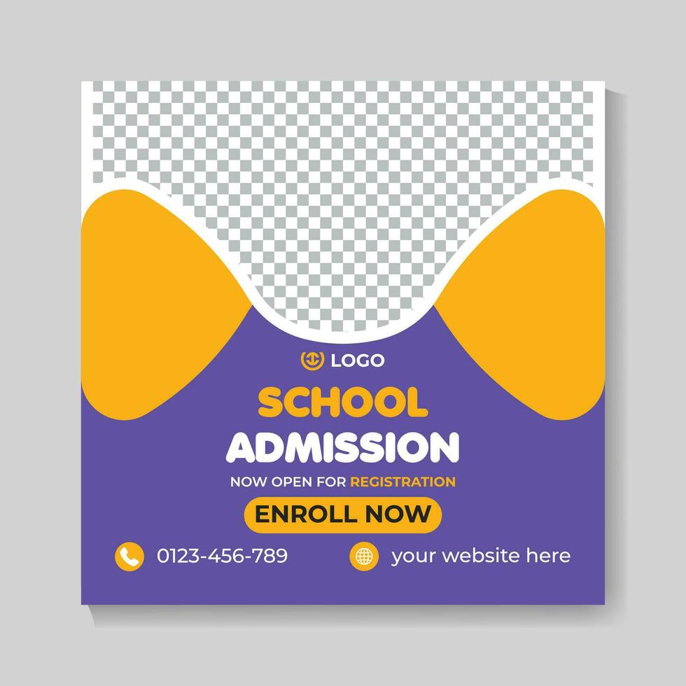 School admission education social media post design back to school web banner template vector