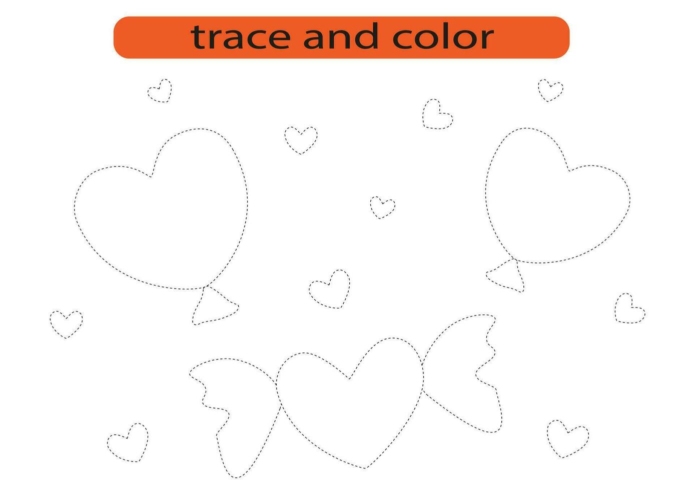 Trace and color.Trace and color for preschoolers.Handwriting practice for kids. vector