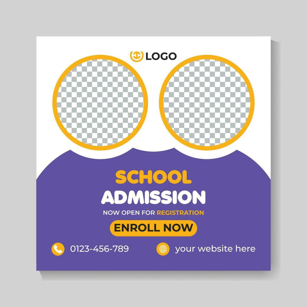 Creative school admission education social media post design back to school web banner template vector