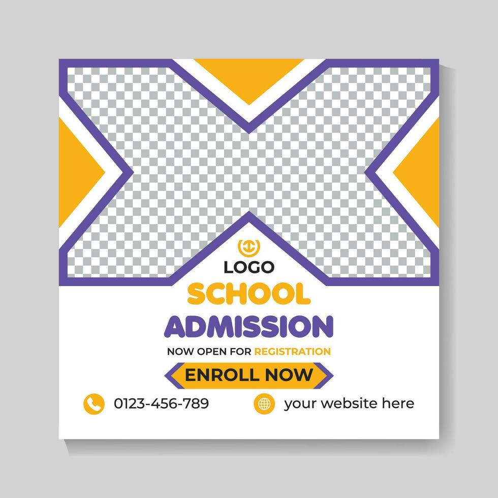 Creative school admission education social media post design back to school web banner template vector