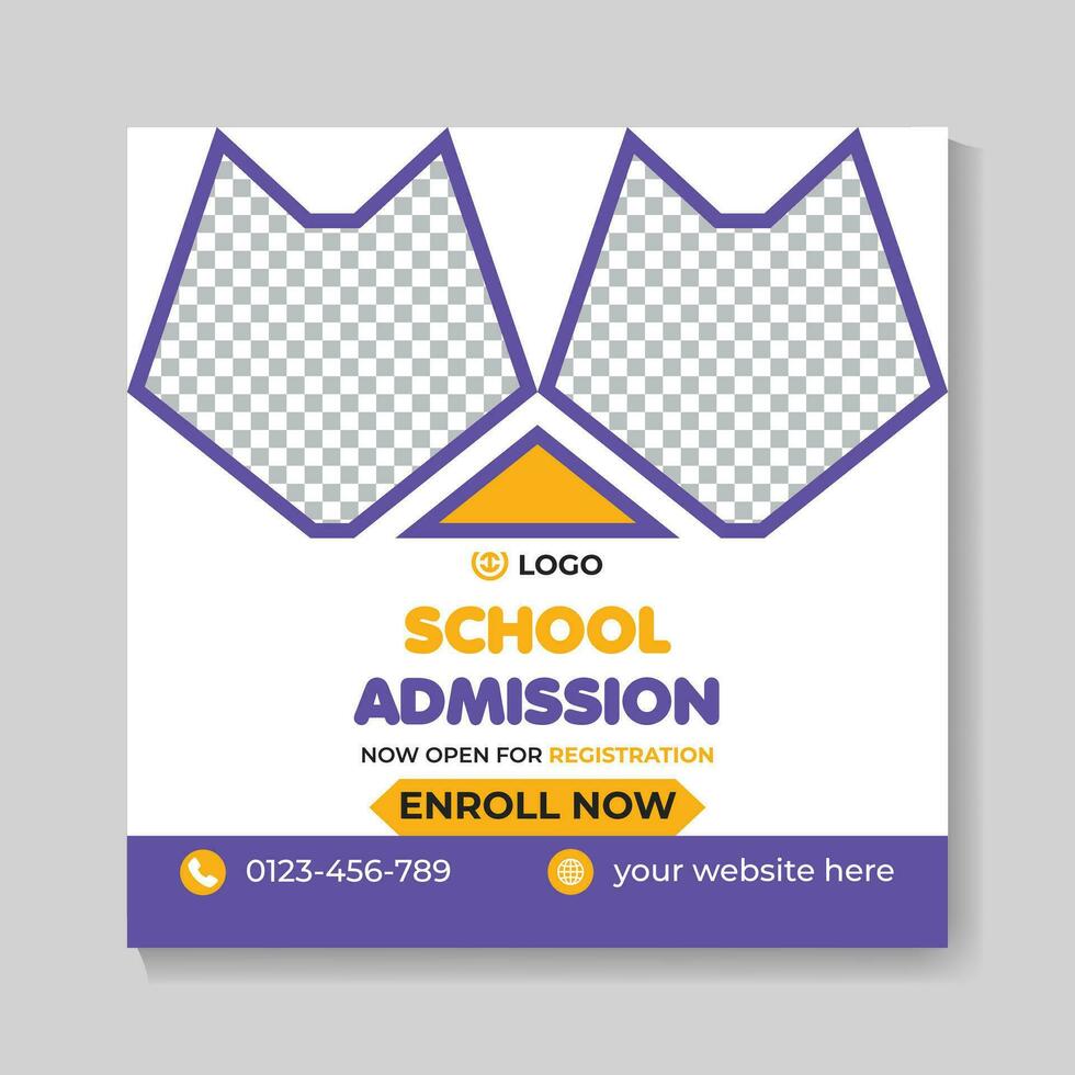 Creative school admission education social media post design back to school web banner template vector