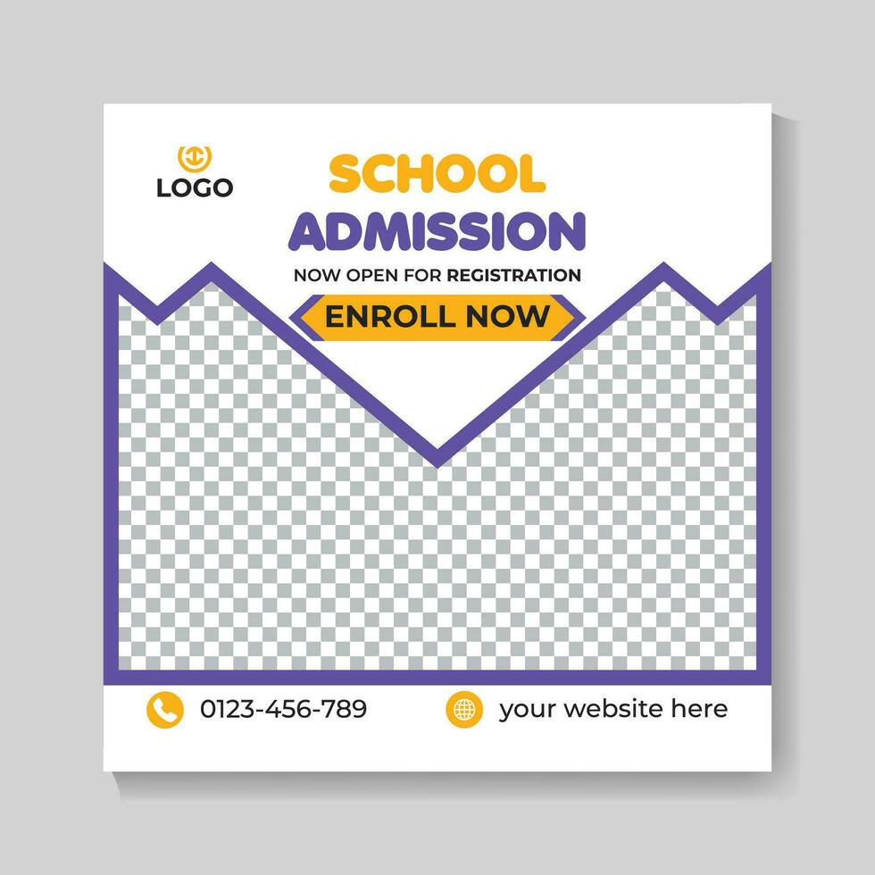 Creative school admission education social media post design back to school web banner template vector