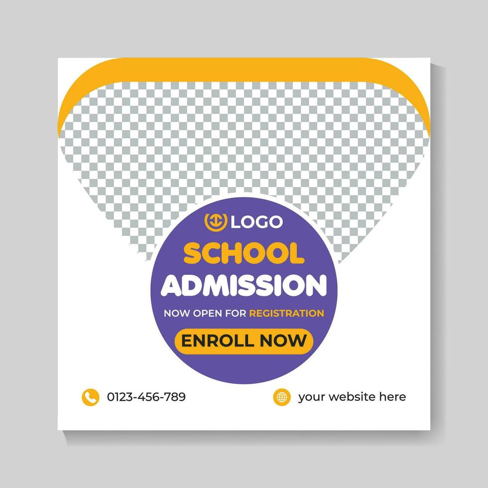 Creative school admission education social media post design back to school web banner template vector