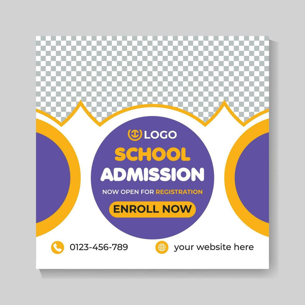 Creative school admission education social media post design modern back to school web banner template vector