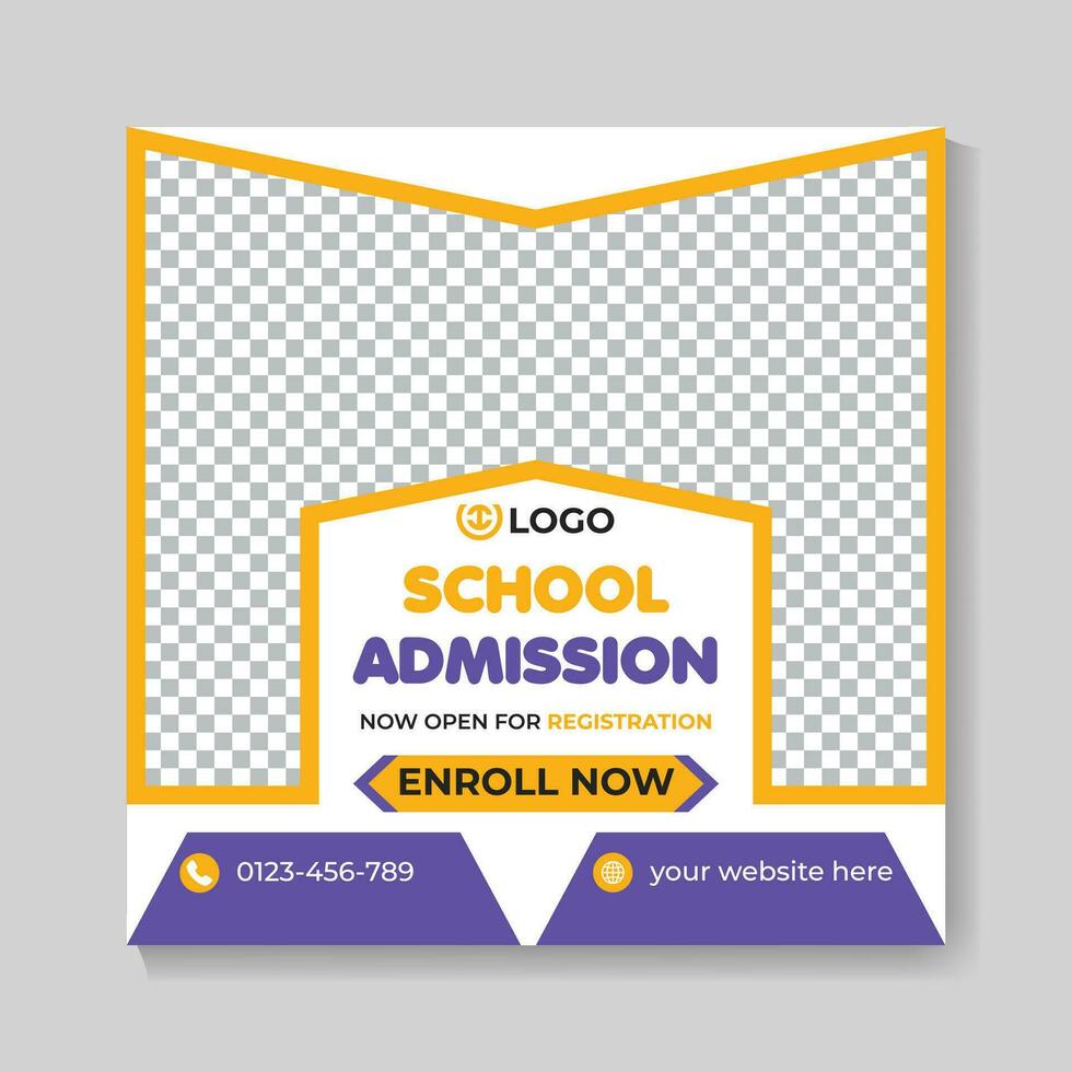 Professional creative school admission education social media post design modern back to school web banner template vector