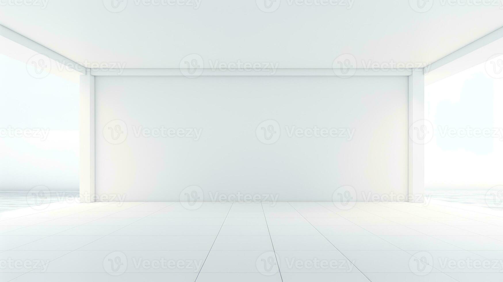 AI generated Stark minimalist scene with a lone figure contemplating a bare tree, embodying solitude and reflection. photo