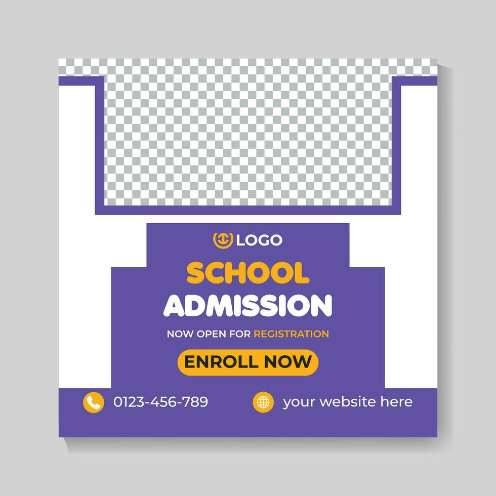 Professional modern school admission education social media post design creative back to school web banner template vector