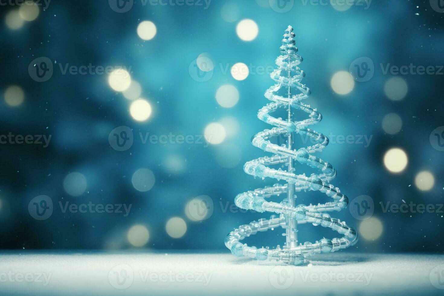 AI generated Blue Christmas tree made up with DNA structure health concept bokeh blurred background copy space photo