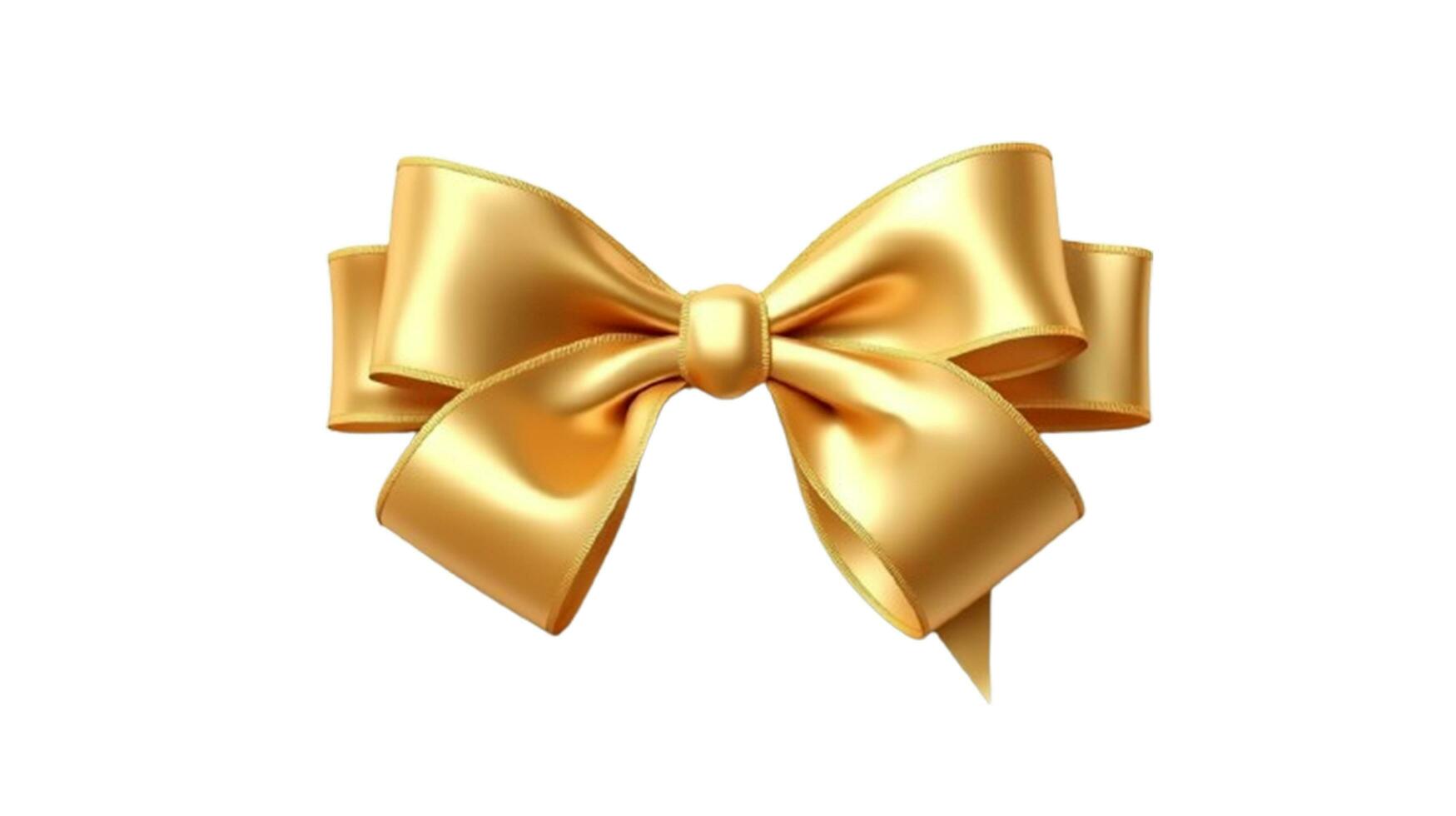 AI generated Elegant and Luxurious 3D Golden Bow Design, Perfectly Isolated on White photo