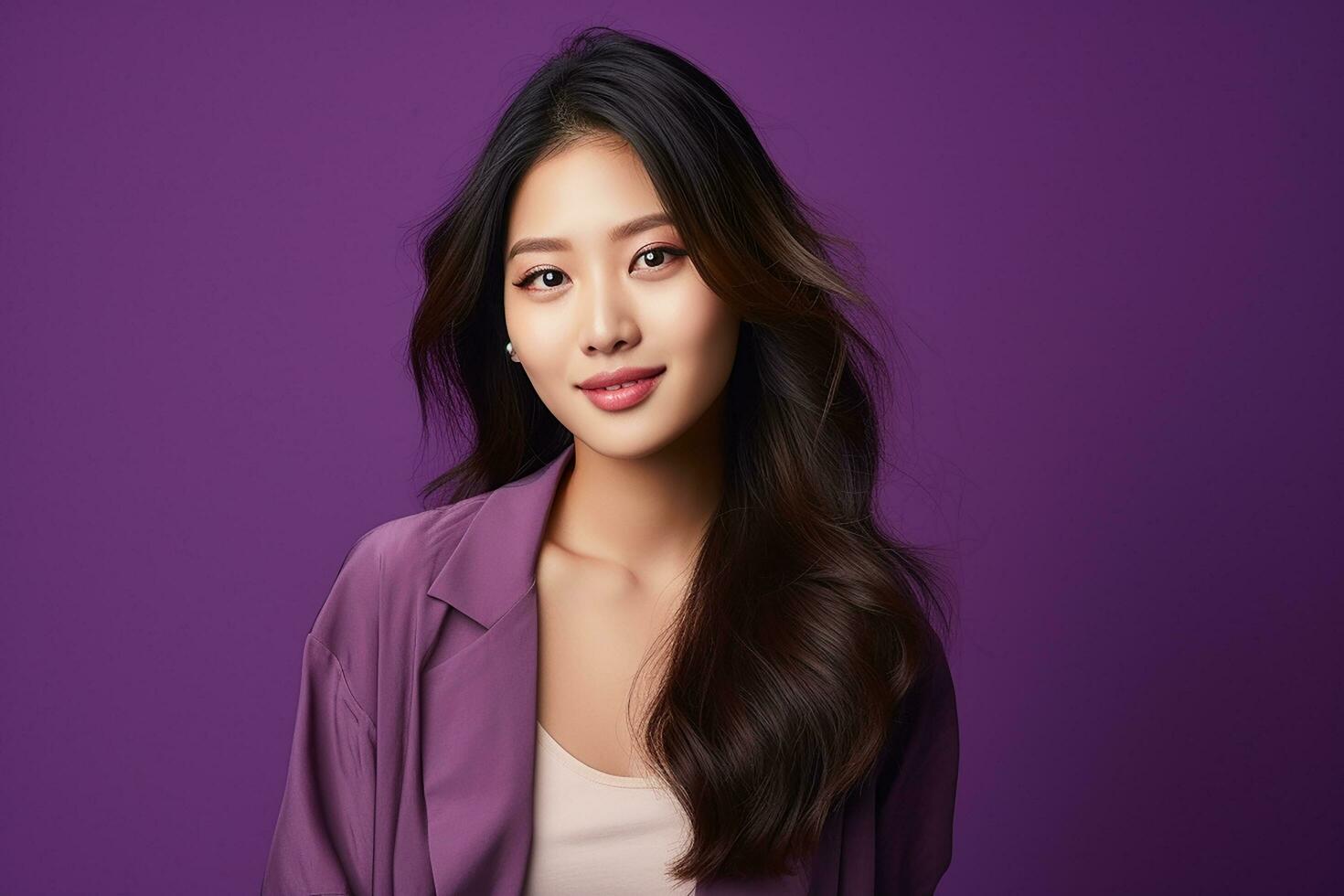 AI generated Portrait of Asian beautiful young woman posing on isolated background generative AI photo
