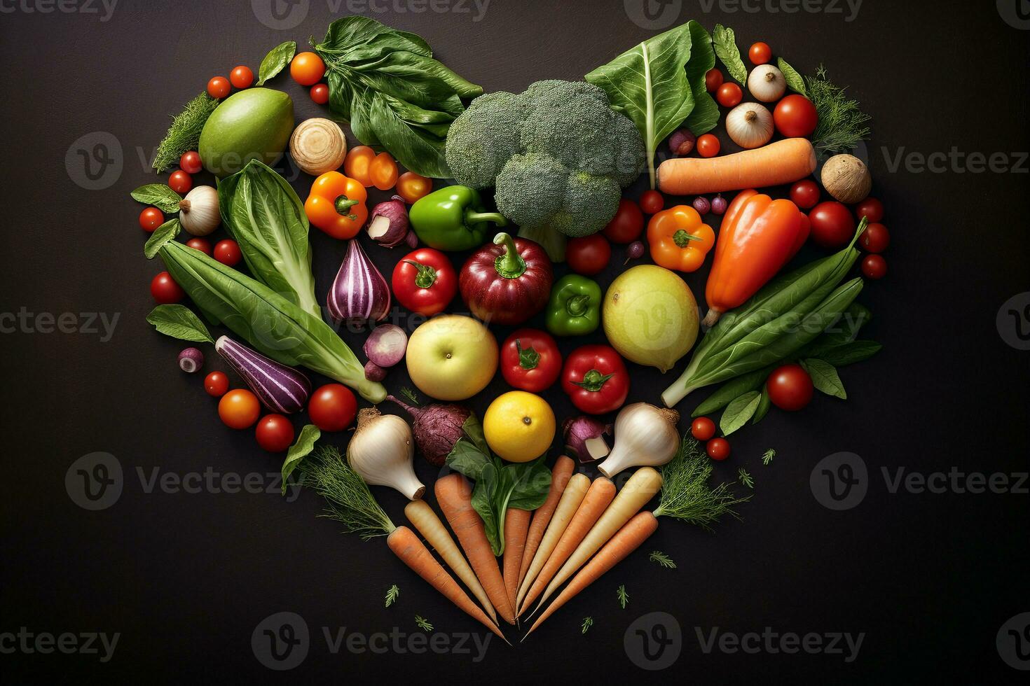 AI generated Vegetable in love form photo