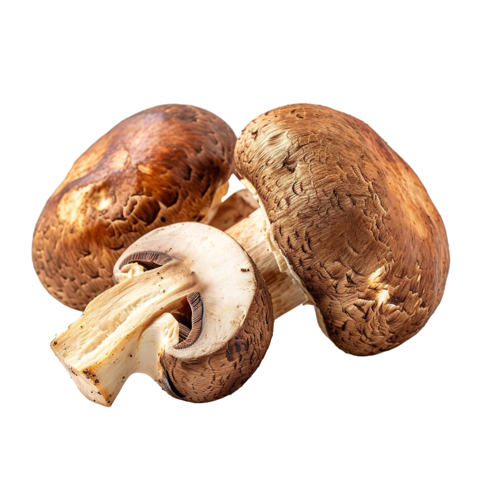 AI generated Fresh Portobello Mushrooms Isolated on transparent Background png