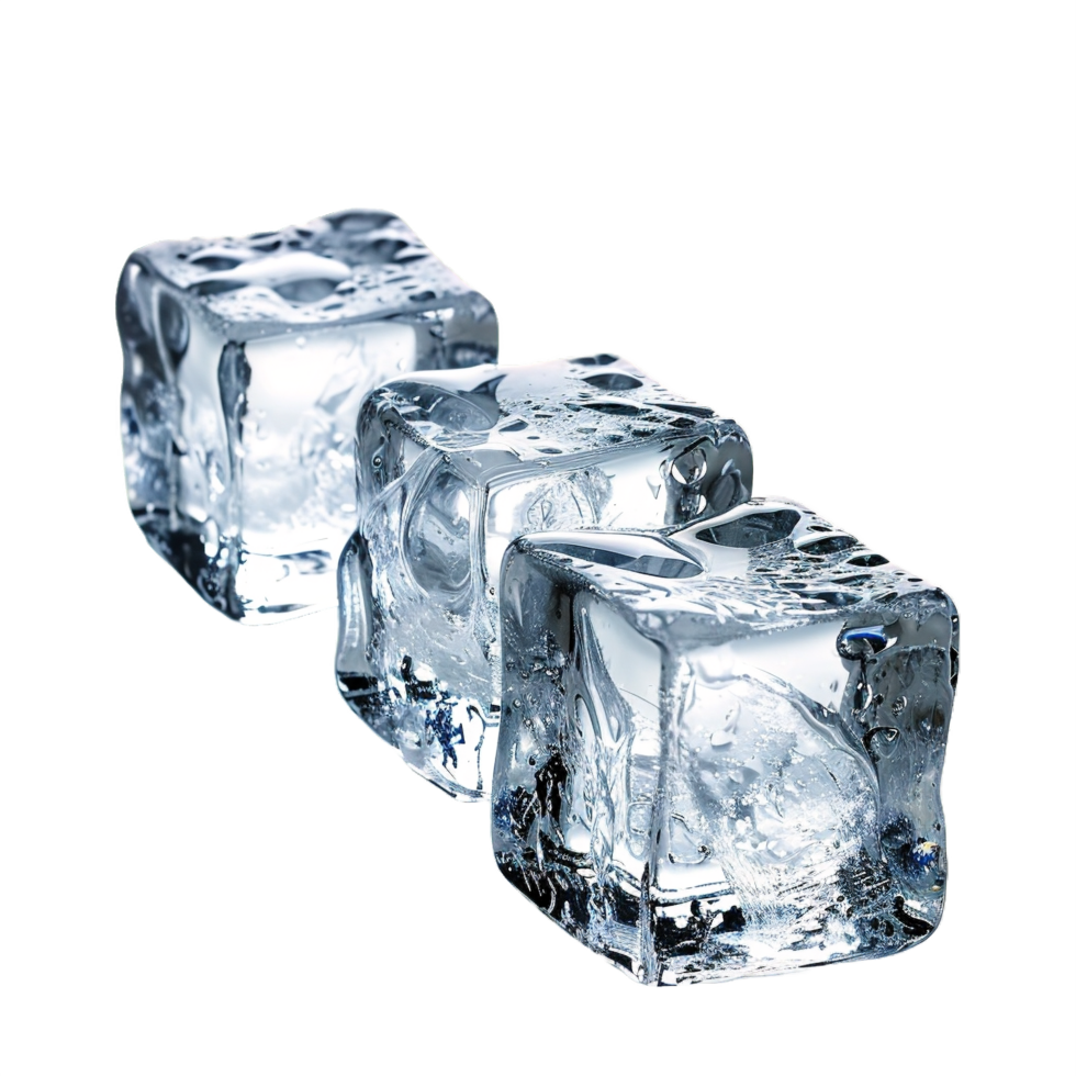 AI generated Four Melting Ice Cubes Isolated on transparent Background png